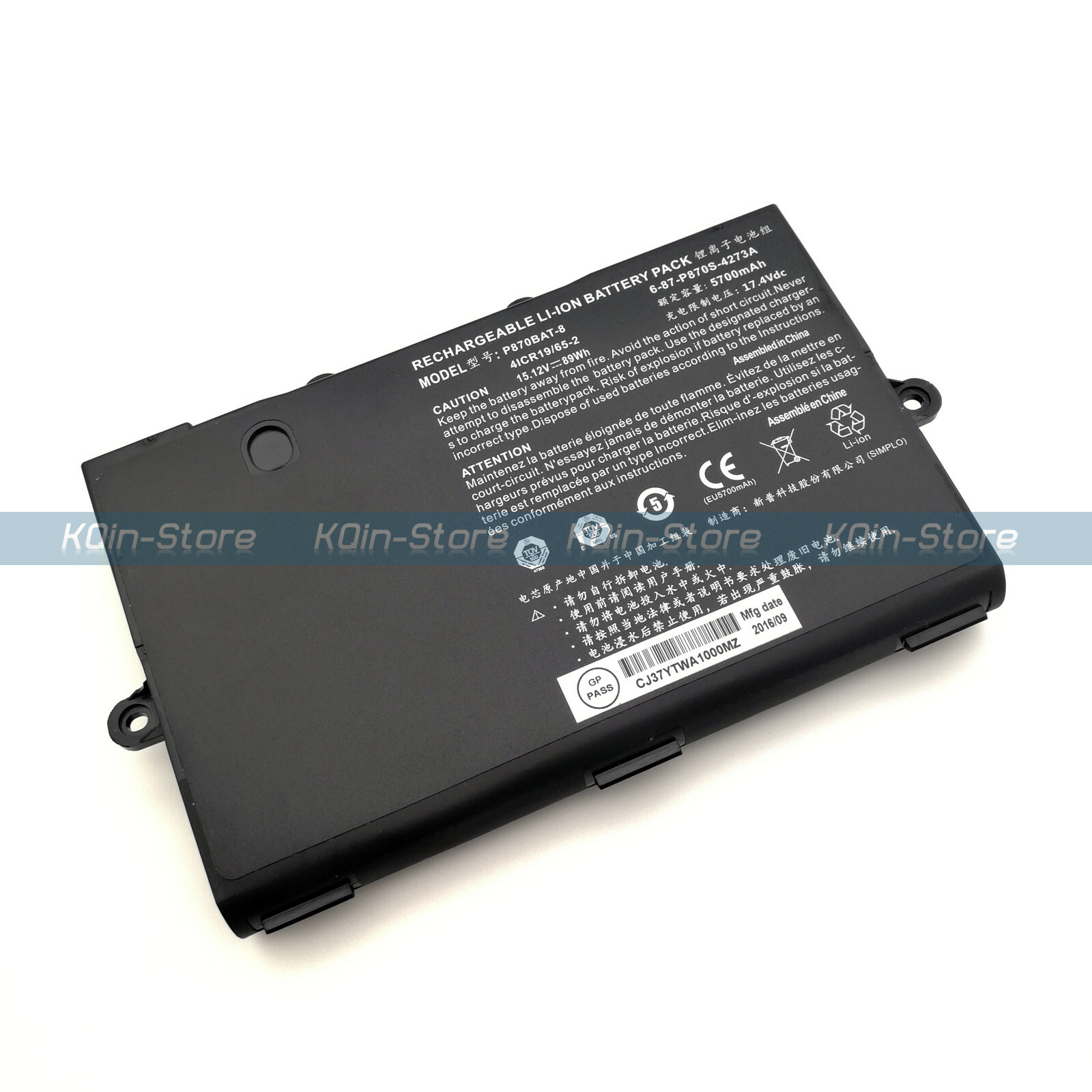 New 89Wh Genuine P870BAT-8 Battery for Clevo NP9870 P8700S P870DM-G P870TM1-G
