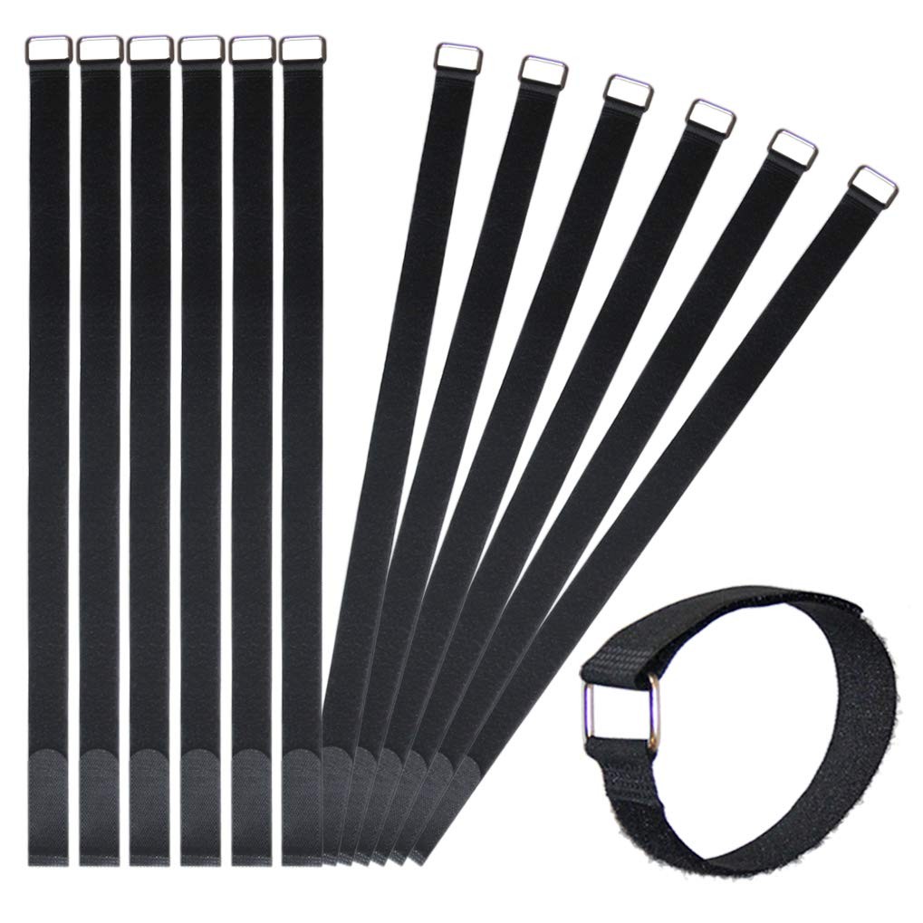 24 inch Hook and Loop Cable Strap - Reusable Fastening Strap - 12 PACK 1 inch Wi