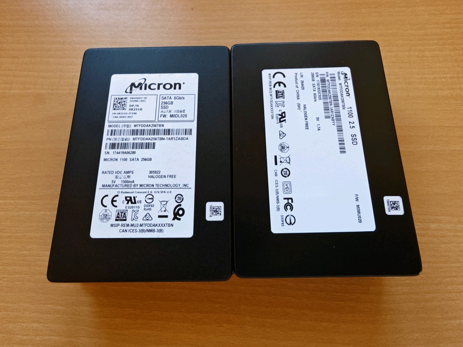 Bundle of 10x Micron 1100 256GB SATA SSD Hard Drives