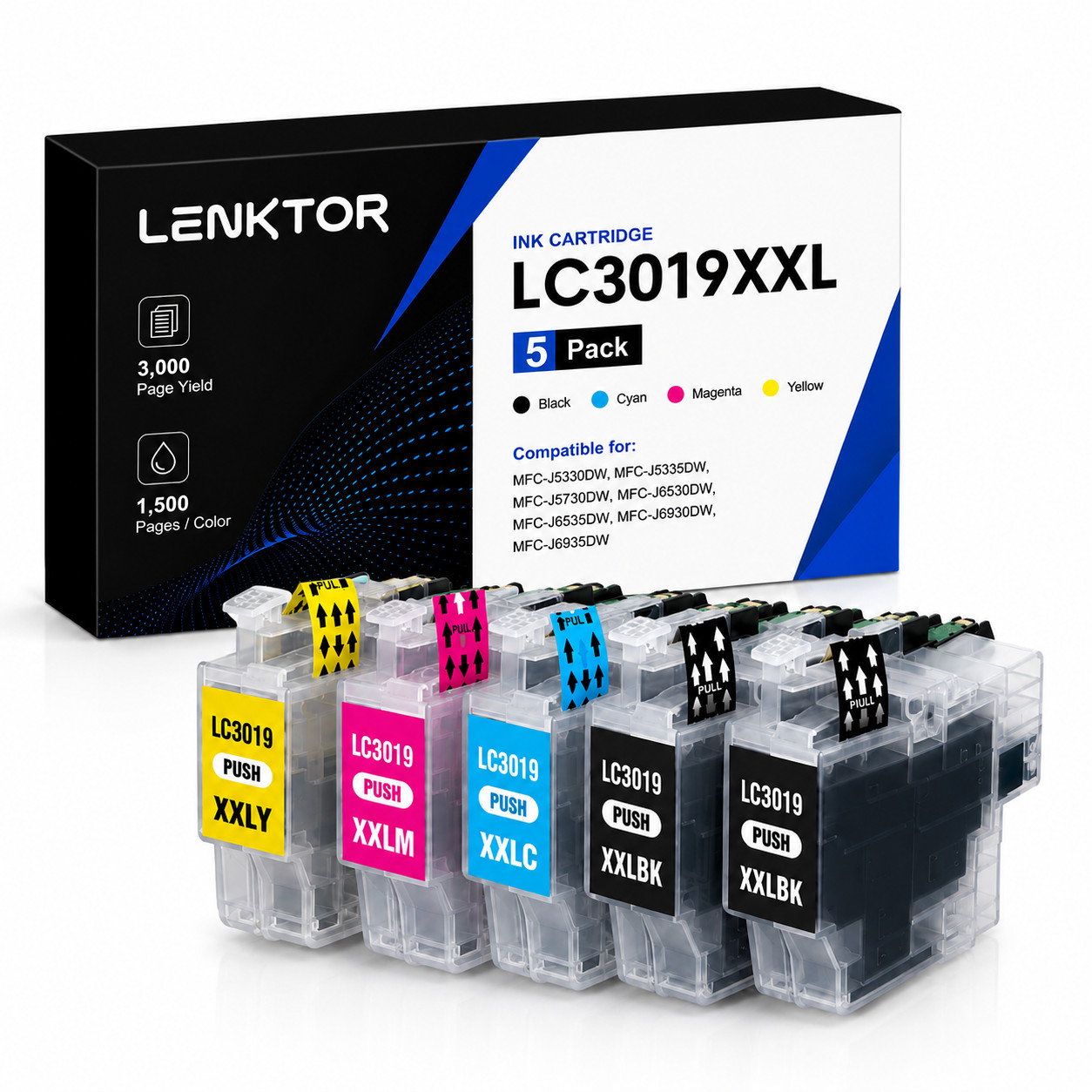 LC3019XXL 5PK High Yield With Chip Ink for MFC-J5330DW J5335DW J6530DW J6730DW