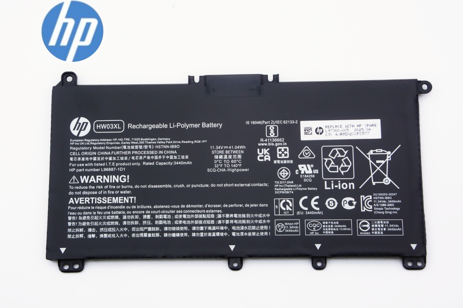 OEM HW03XL 11.34V 41.04Wh Battery For HP Pavilion 15Z-EH 17-CP L97300-005