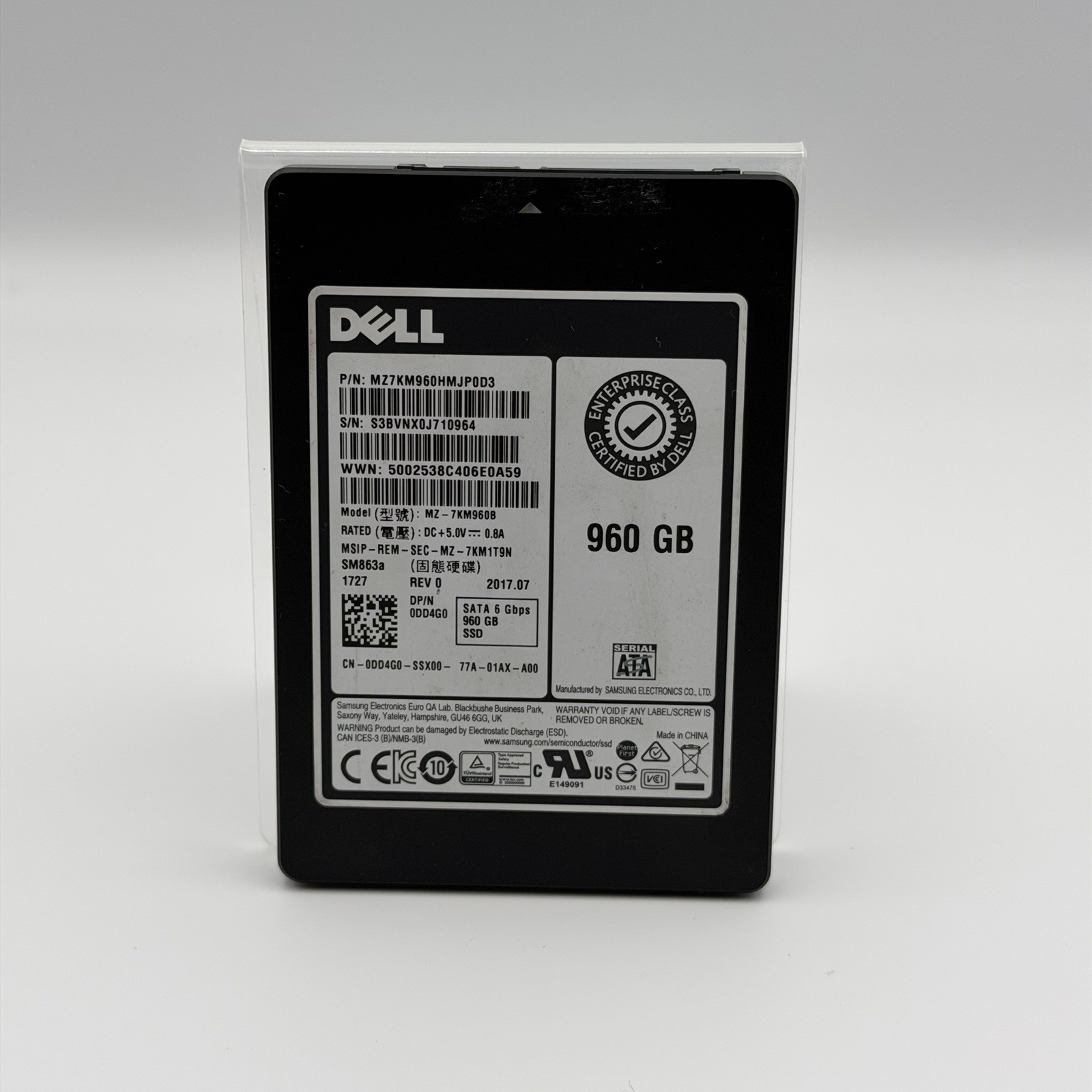 Samsung SSD SM863a 960GB MZ-7KM960B SATA 6 G bps MZ7KM960HMJP0D3 DELL 0DD4G0