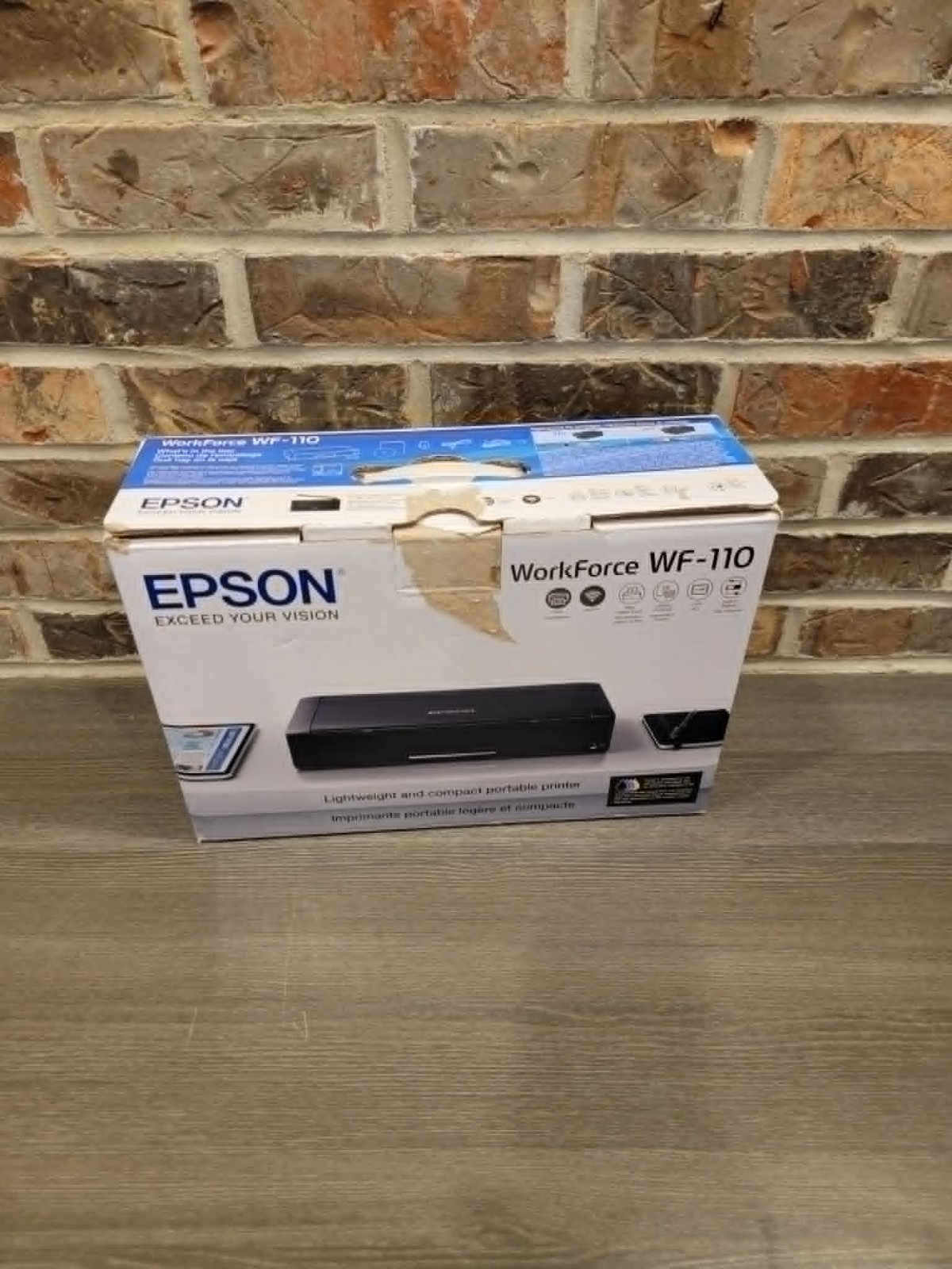 NO Ink Main. Box Epson WorkForce WF-110 Wireless Mobile Inkjet Printer 500 Pg ct