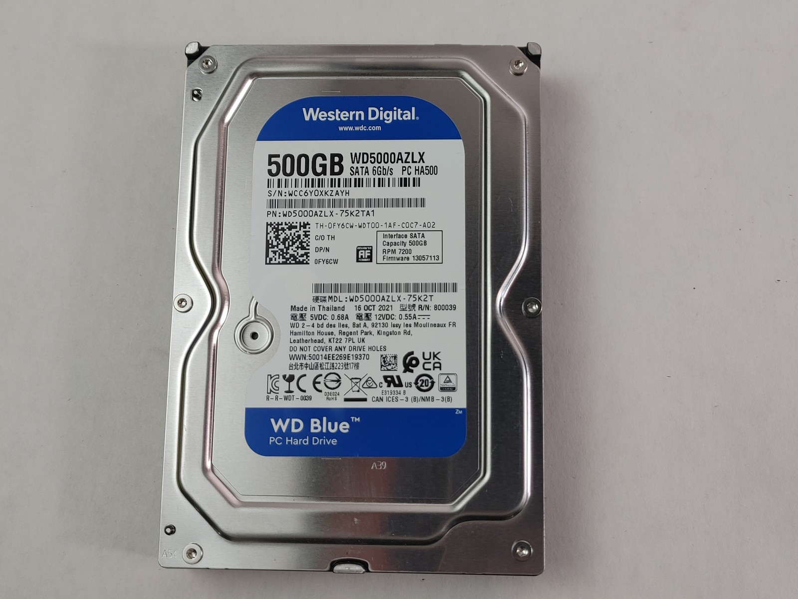 Western Digital WD Blue WD5000AZLX 500 GB 3.5" SATA III Hard Drive