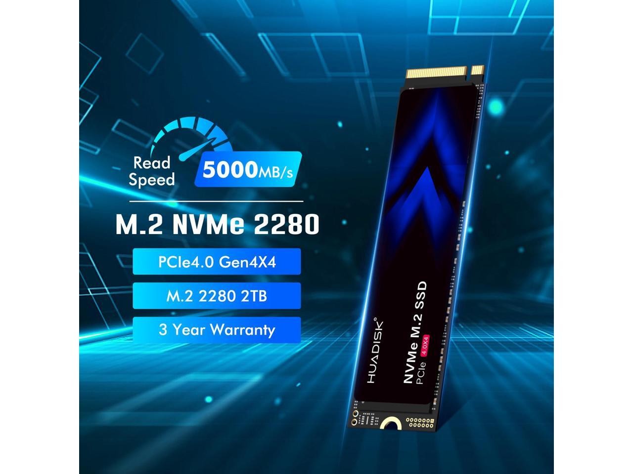 HUADISK 2TB M.2 2280 PCIe 4.0 x4 NVMe 1.4 3D NAND Internal Solid State Drive,