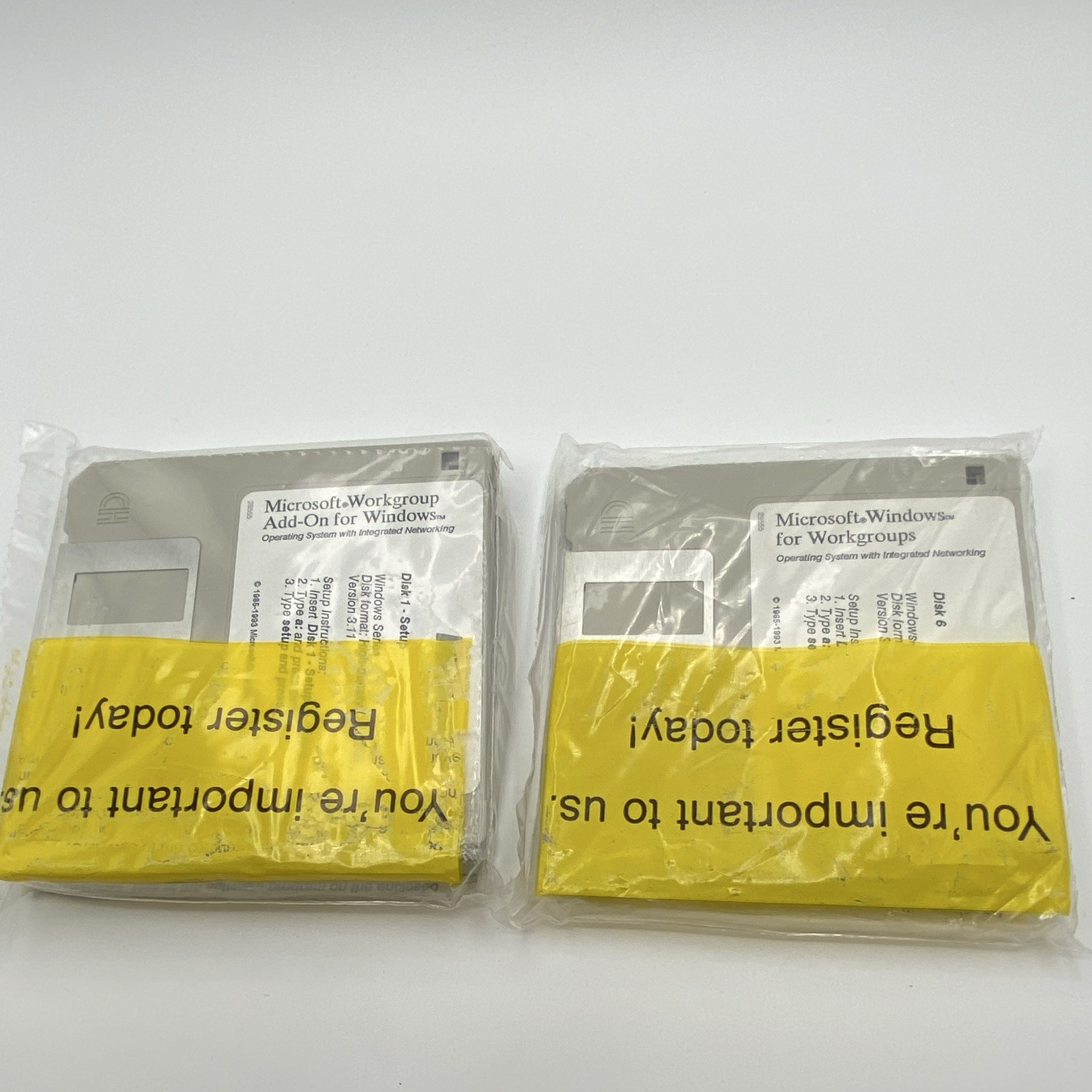 Microsoft Windows for Workgroups 3.11 + Workgroup Add-On 3.5" Floppy OS SEALED 