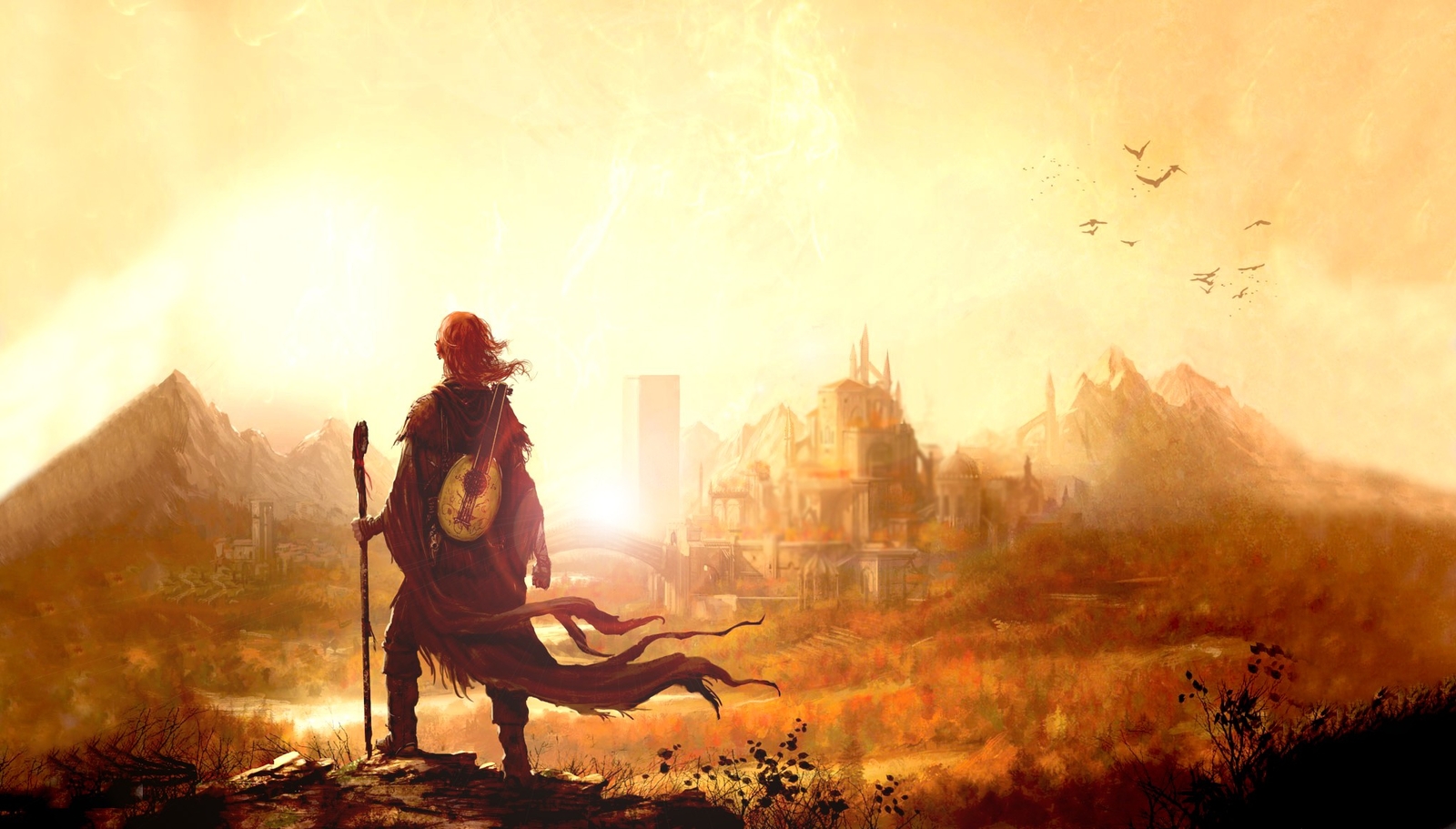 Landscape kvothe wizard books magic the kingkiller Custom Gaming Mat Desk