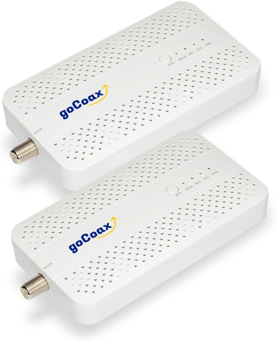 goCoax MoCA 2.5 Adapter with 2.5GbE Ethernet Port. 2-pack MA2500D, White 