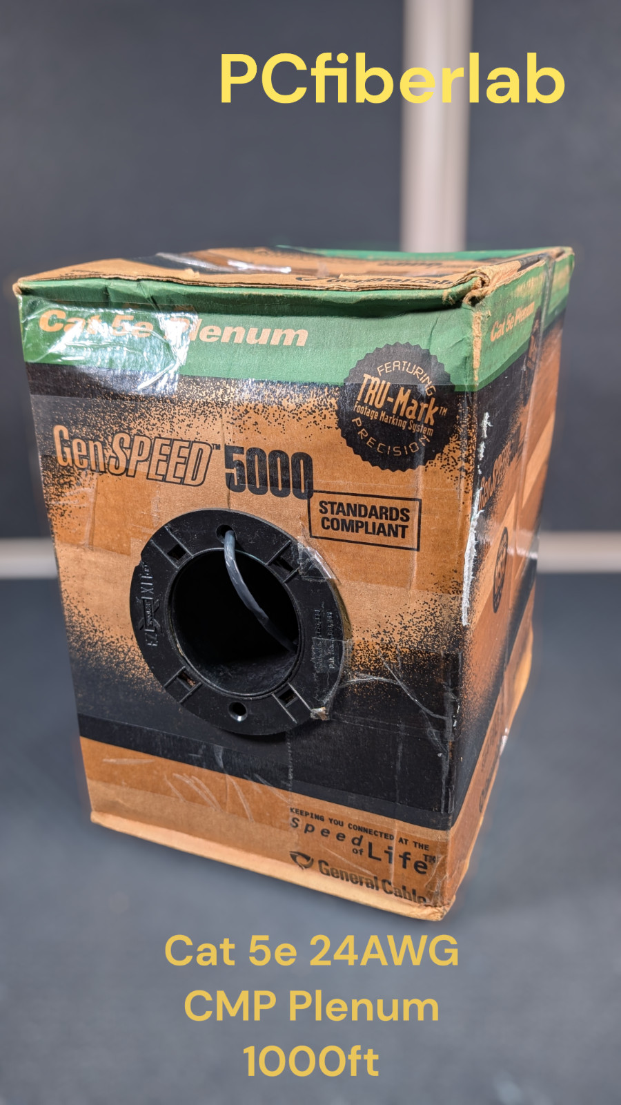 General Cable CAT 5E GenSpeed 5000 4P/24AWG CMP 350Mhz Black - 1000 FT