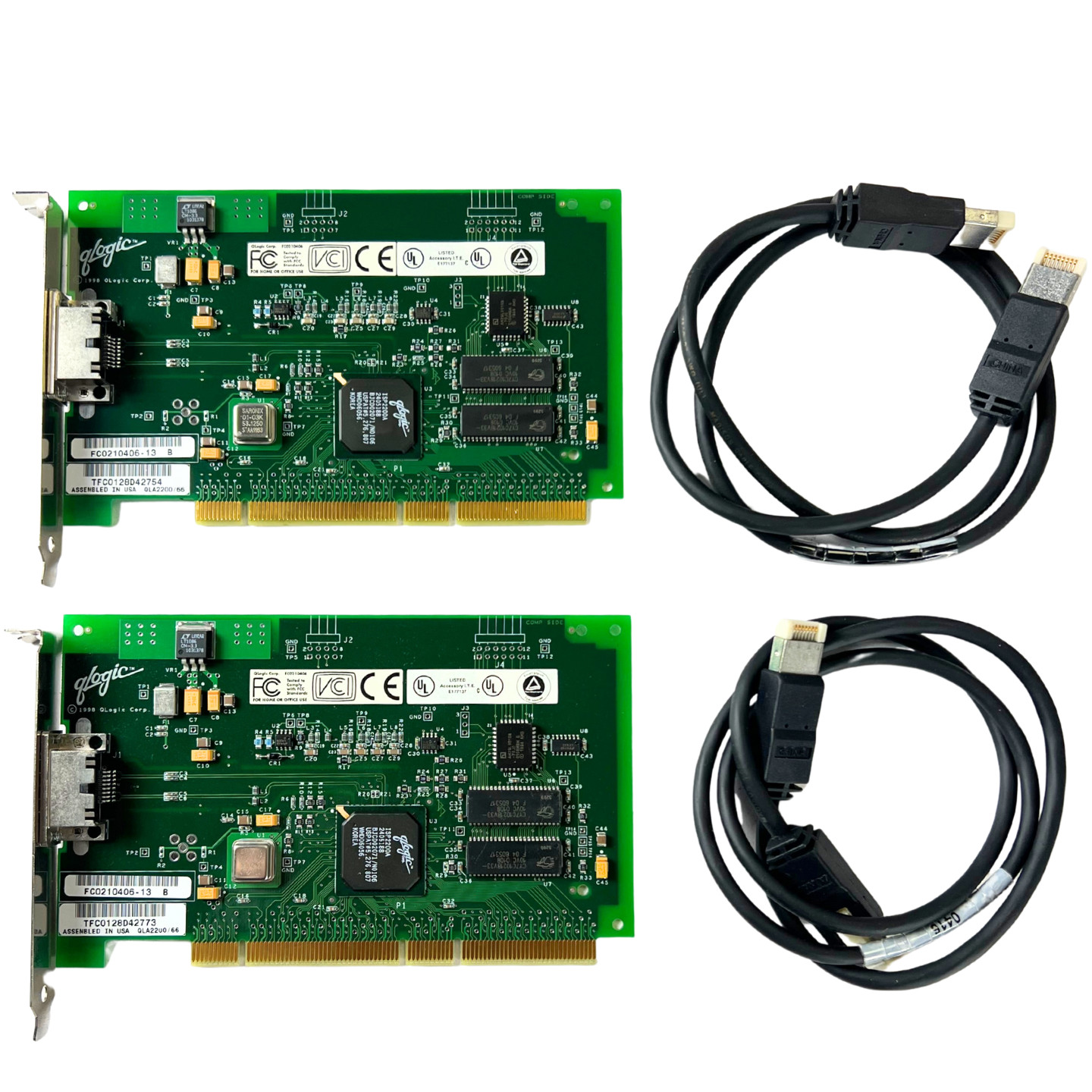 2X Dell 0001280r 1280r Qlogic FC0210406 Fibre Channel Bus Adapter Card W/ Cables