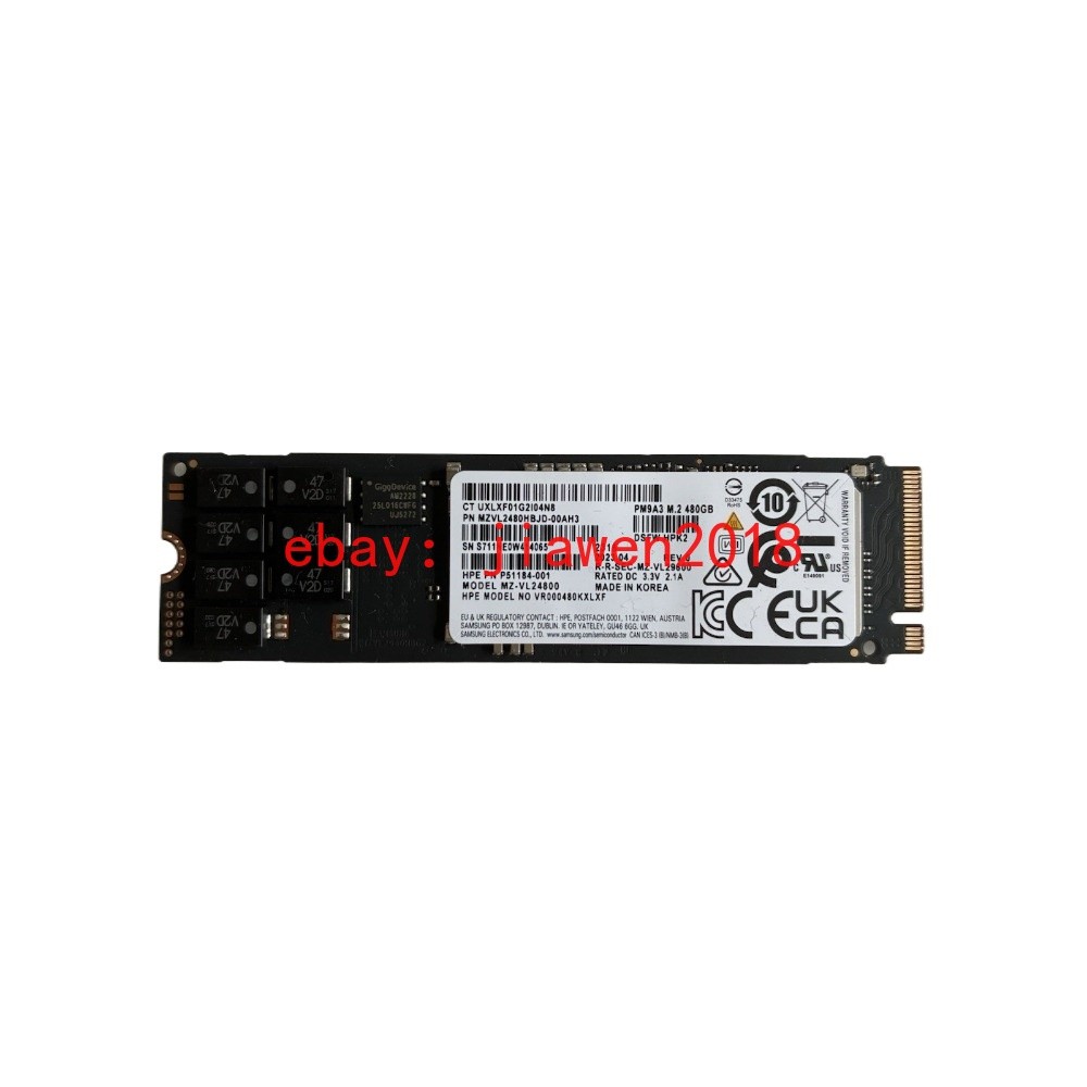 HPE Samsung PM9A3 480GB NVMe M.2 Gen4 P51184-001 P41123-001 VR000480KXLXF