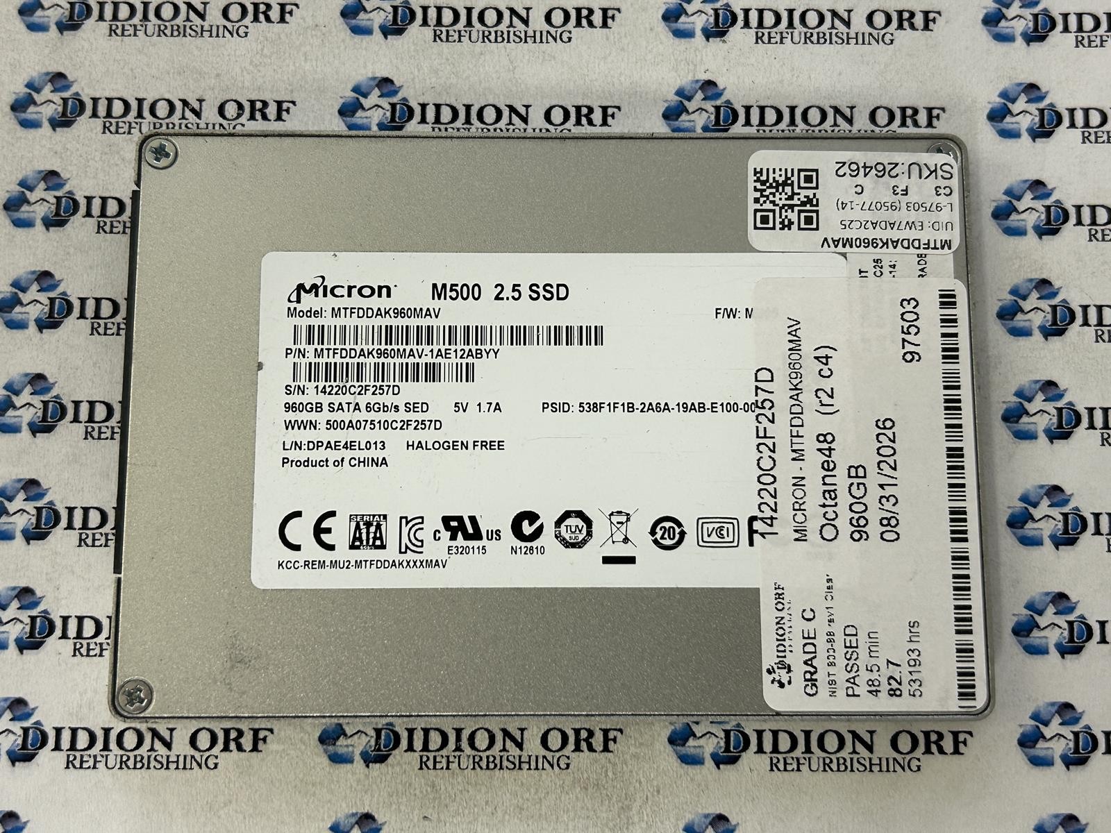 MICRON M500 960GB 2.5" SATA SSD MTFDDAK960MAV, Grade C, SKU 26462