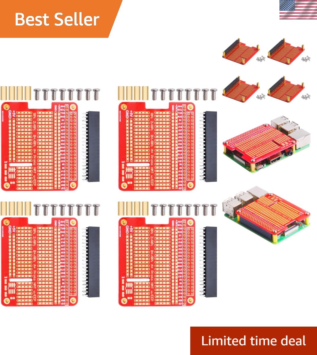 4X Prototype Breakout DIY Breadboard PCB Shield Board Kit for Raspberry Pi 4 ...