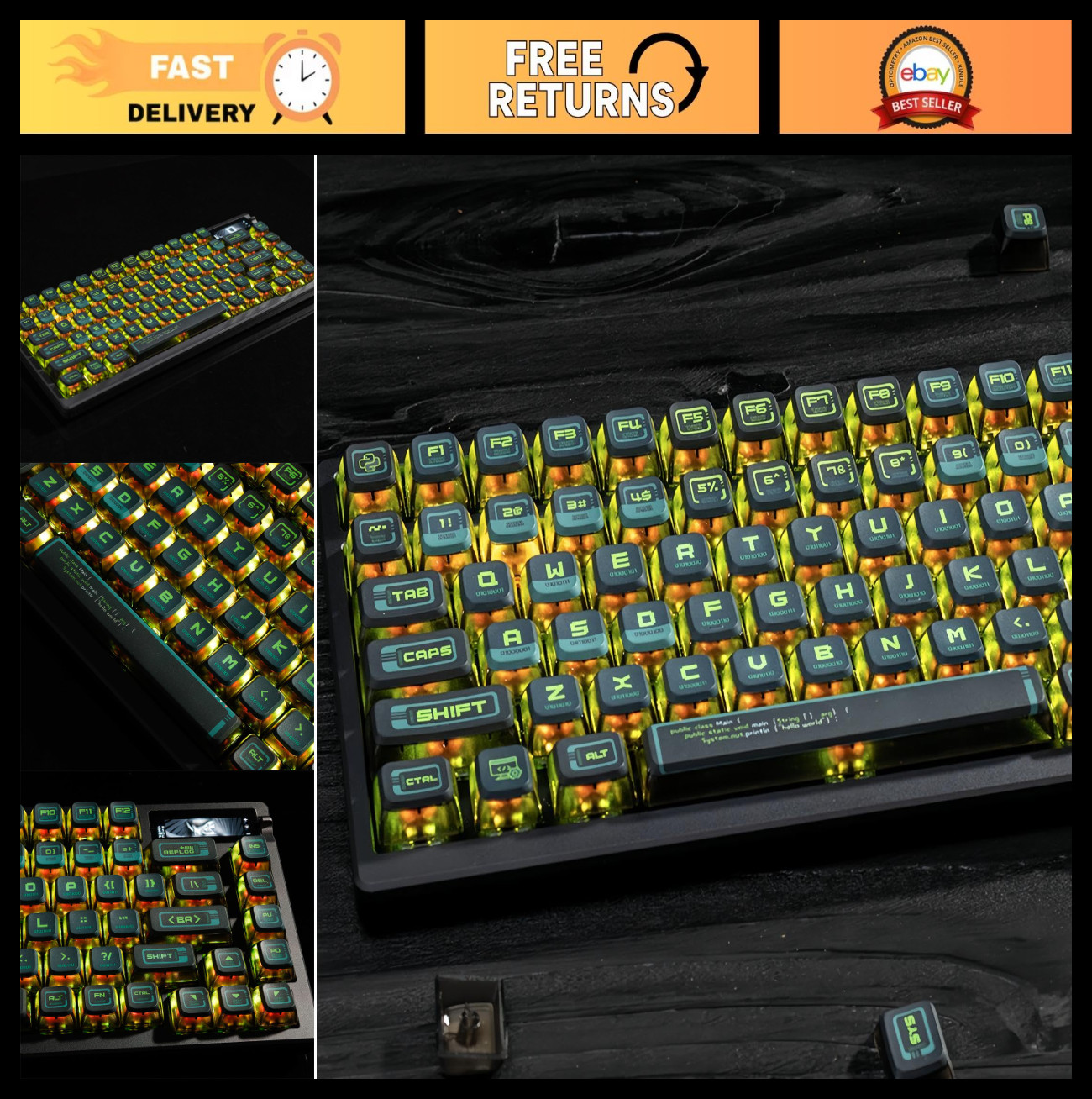 Custom PBT Shine-Through Keycaps Set - 117 ASA Profile Universal Compatibility f