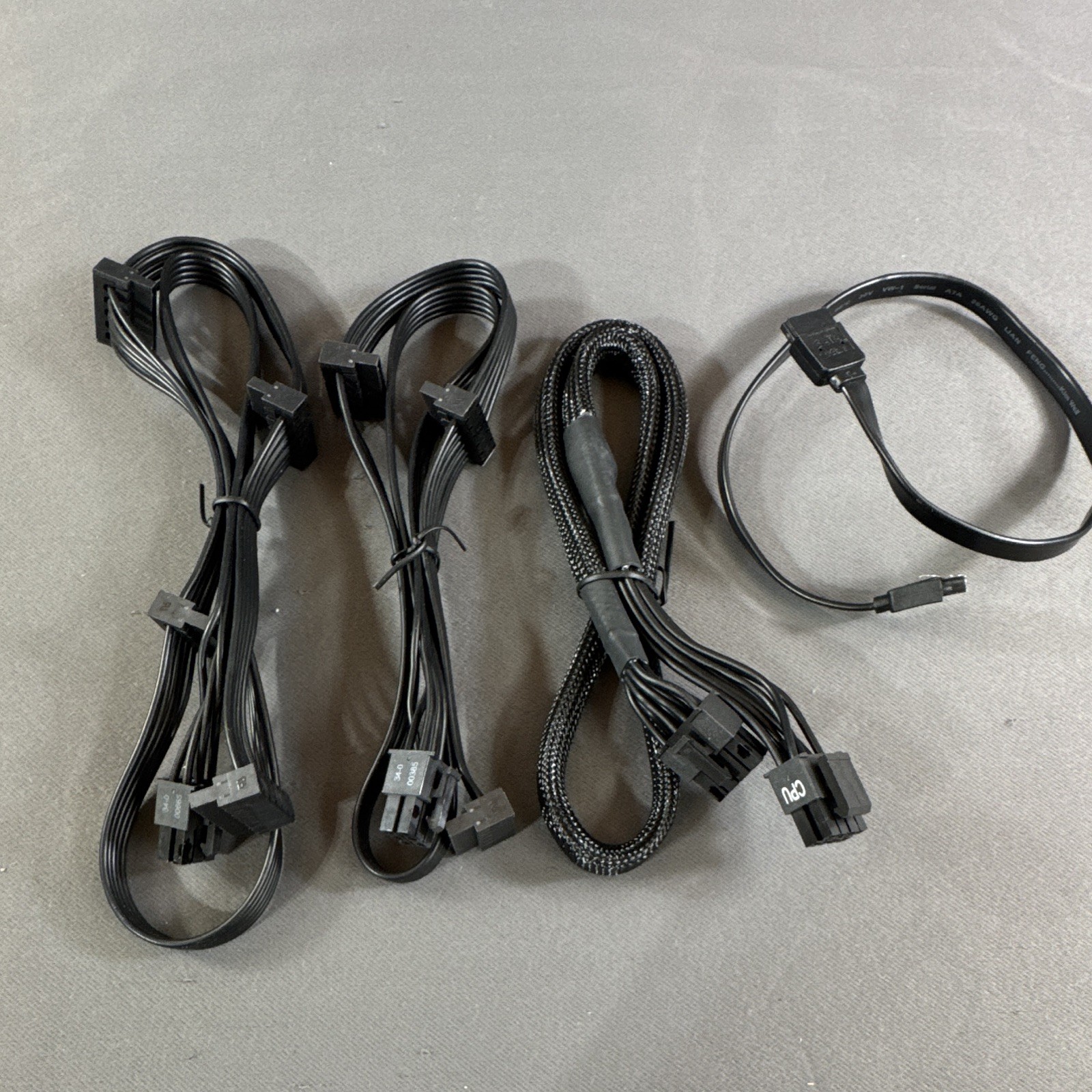 Black Sleeved PCIe 6-Pin to 8-Pin Power Cable Set Lot, CPU Labeled,  1m