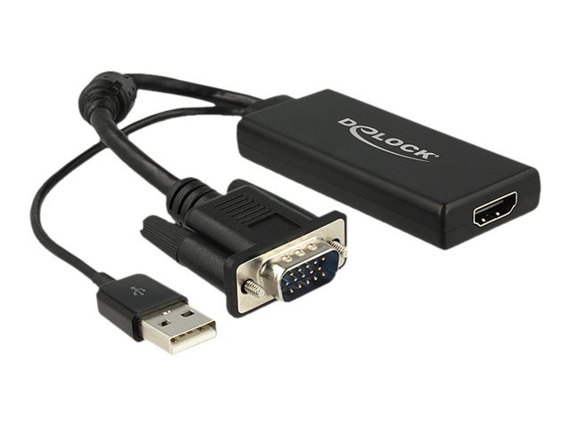 Delock VGA > HDMI Adapter with Audio Black Audio/Multimedia Adapter 62668
