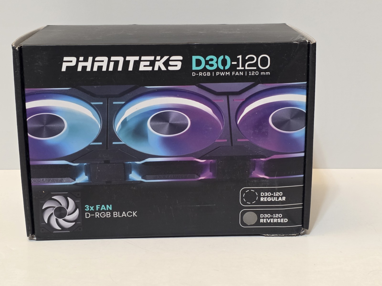 Phanteks D30-120 D-RGB PWM 120mm Fan - REVERSED - 3Pack - BLACK - New