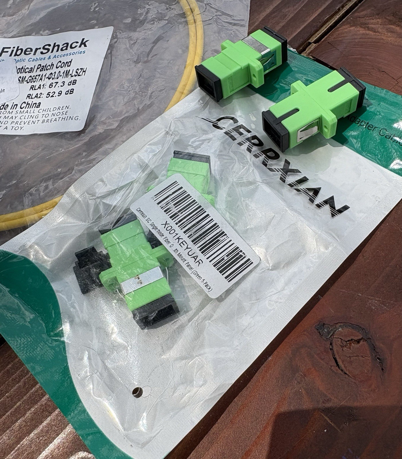 Cerrxian SC Single ode Fiber Optic Coupler (Green ; 4 pack)
