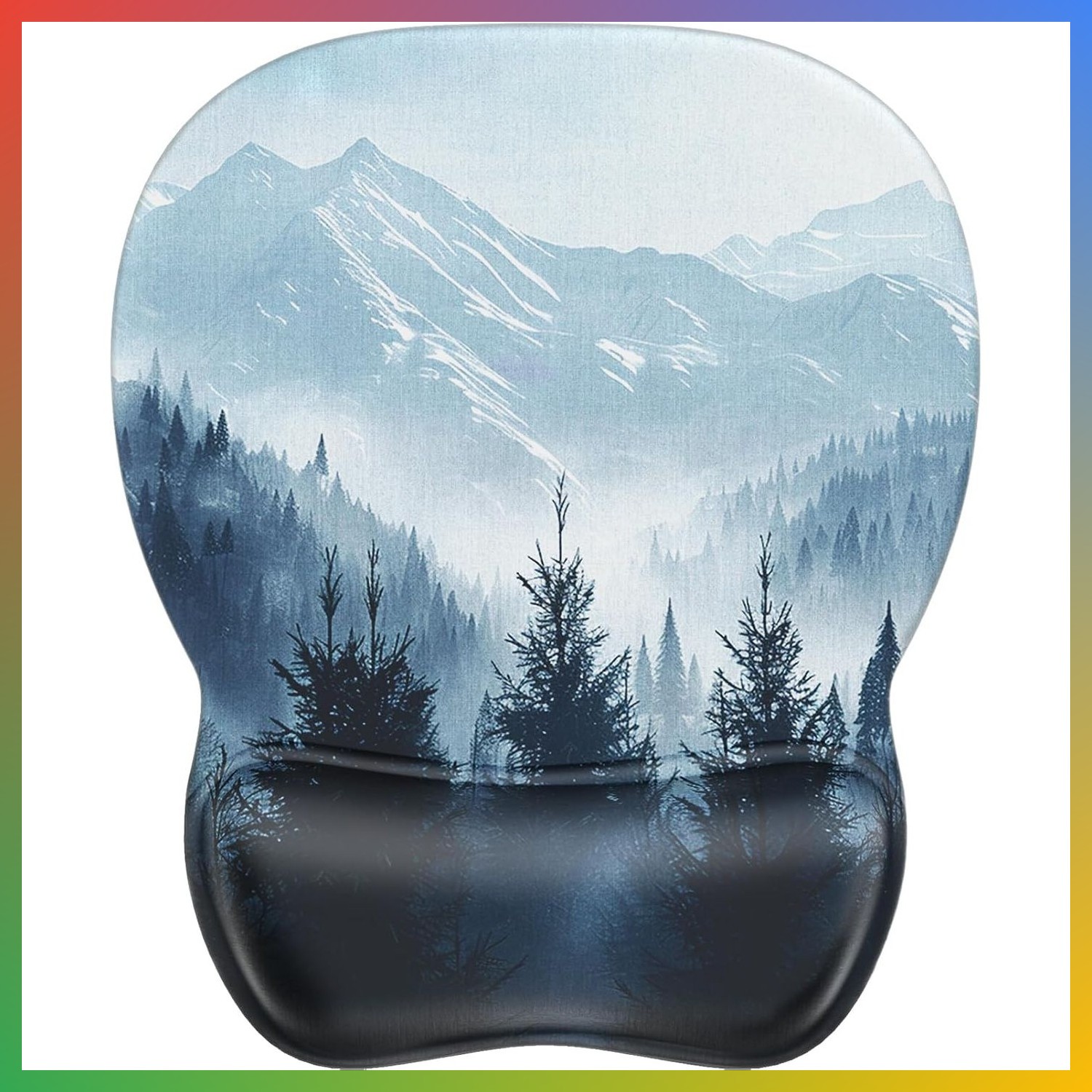 Ergonomic Mouse Pad Gel Wrist Rest Cloud Forest Non Slip PU Base Smooth