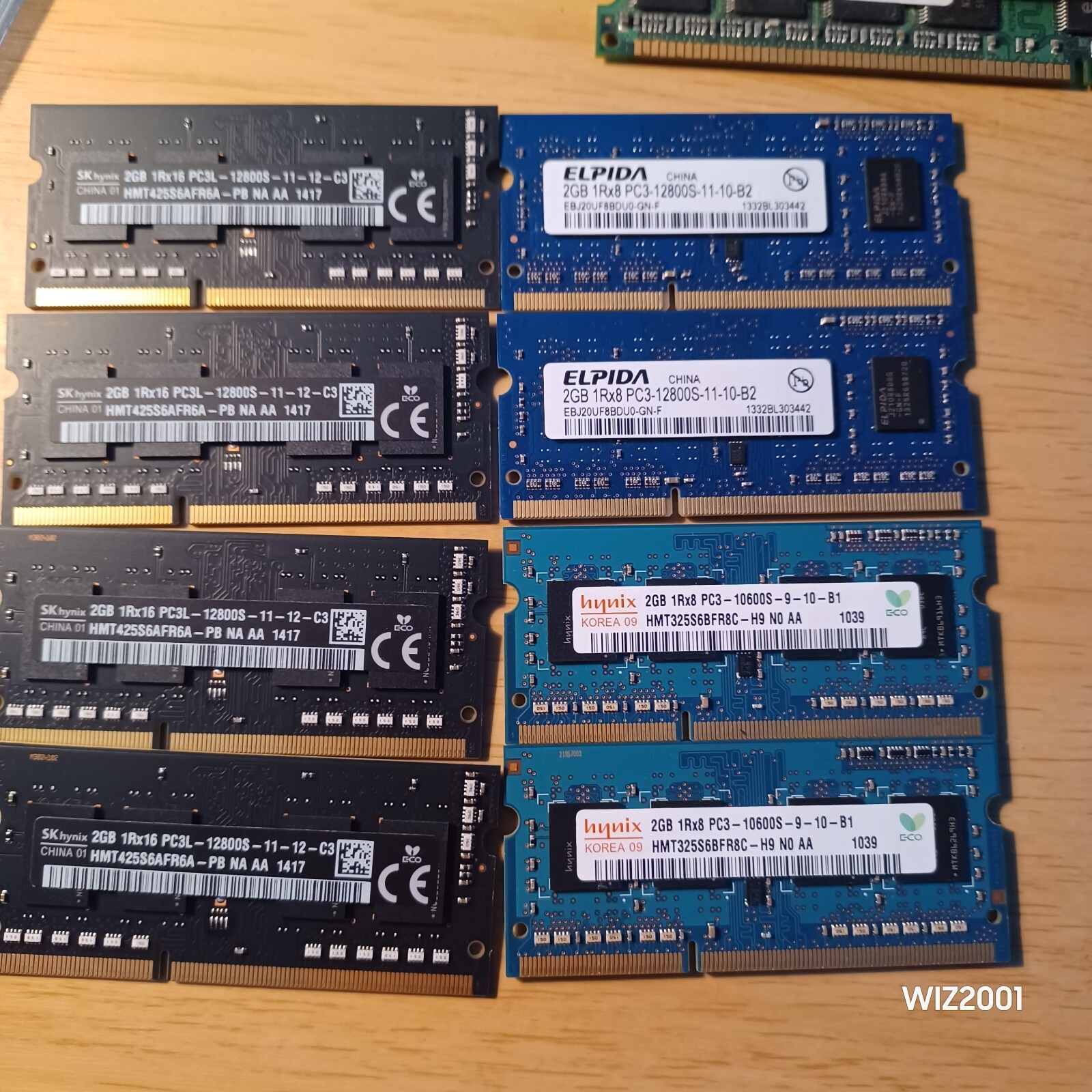 Lot 8X Sk Hynix Elpida 8 x 2GB 1Rx8 SO-DIMM PC3 Memory 204pin DDR3 Total 16GB