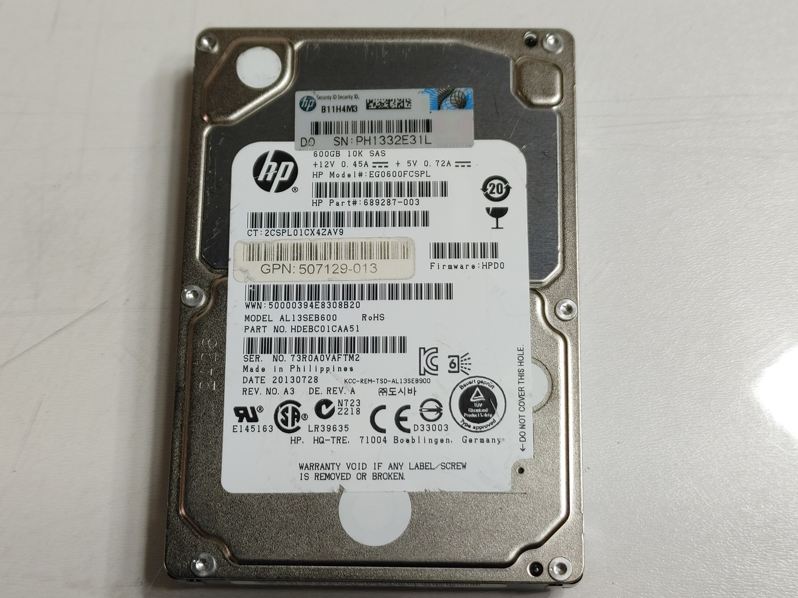 Lot of 10 Toshiba HP AL13SEB600 600 GB SAS 2 2.5 in 10K Enterprise Hard Drive