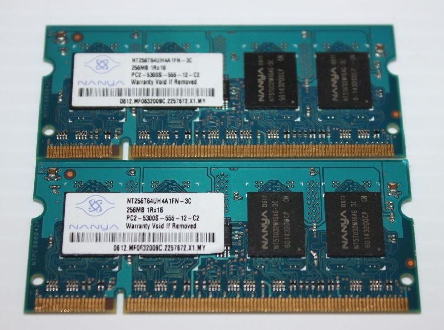 512mb (2 X 256mb)--NANYA PC2-5300S--DDR2 LAPTOP MEMORY--GENUINE HP #409058-001