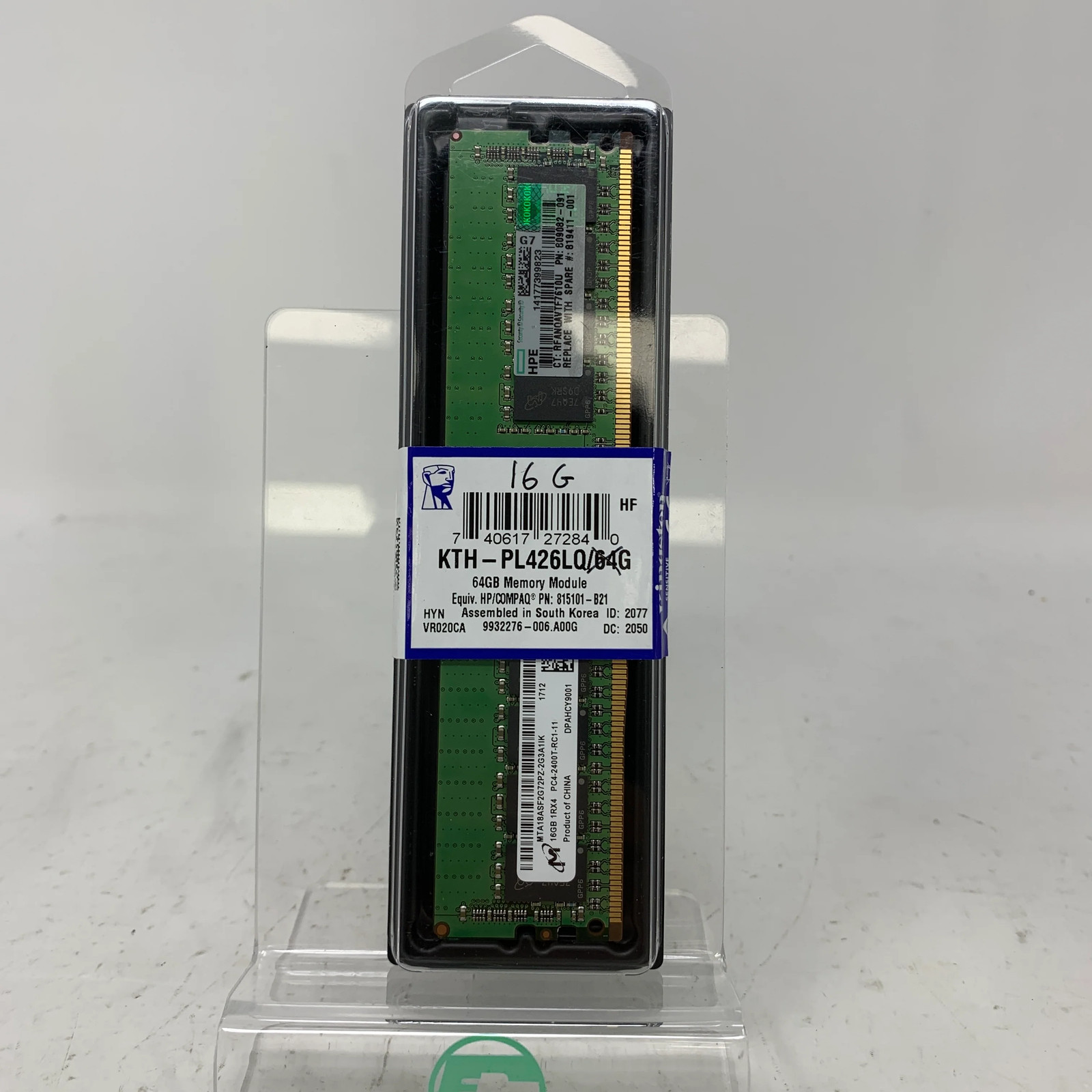 New Micron  PC4-2400T-RC1 16GB (1x16GB) RAM DDR4 2400MHz MTA18ASF2G72PZ-2G3A1IK