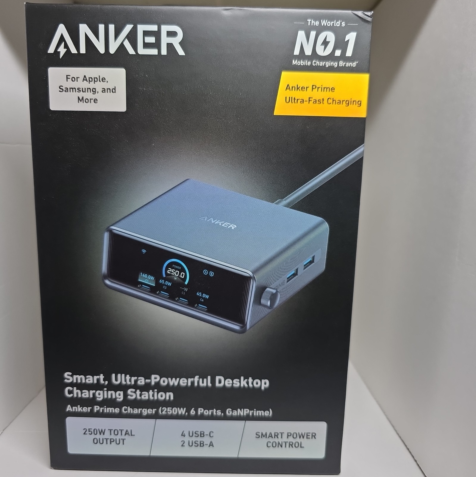 Anker Prime Charger 250W 6-Port GaN USB-C Charging Station 140W A2345 Desktop