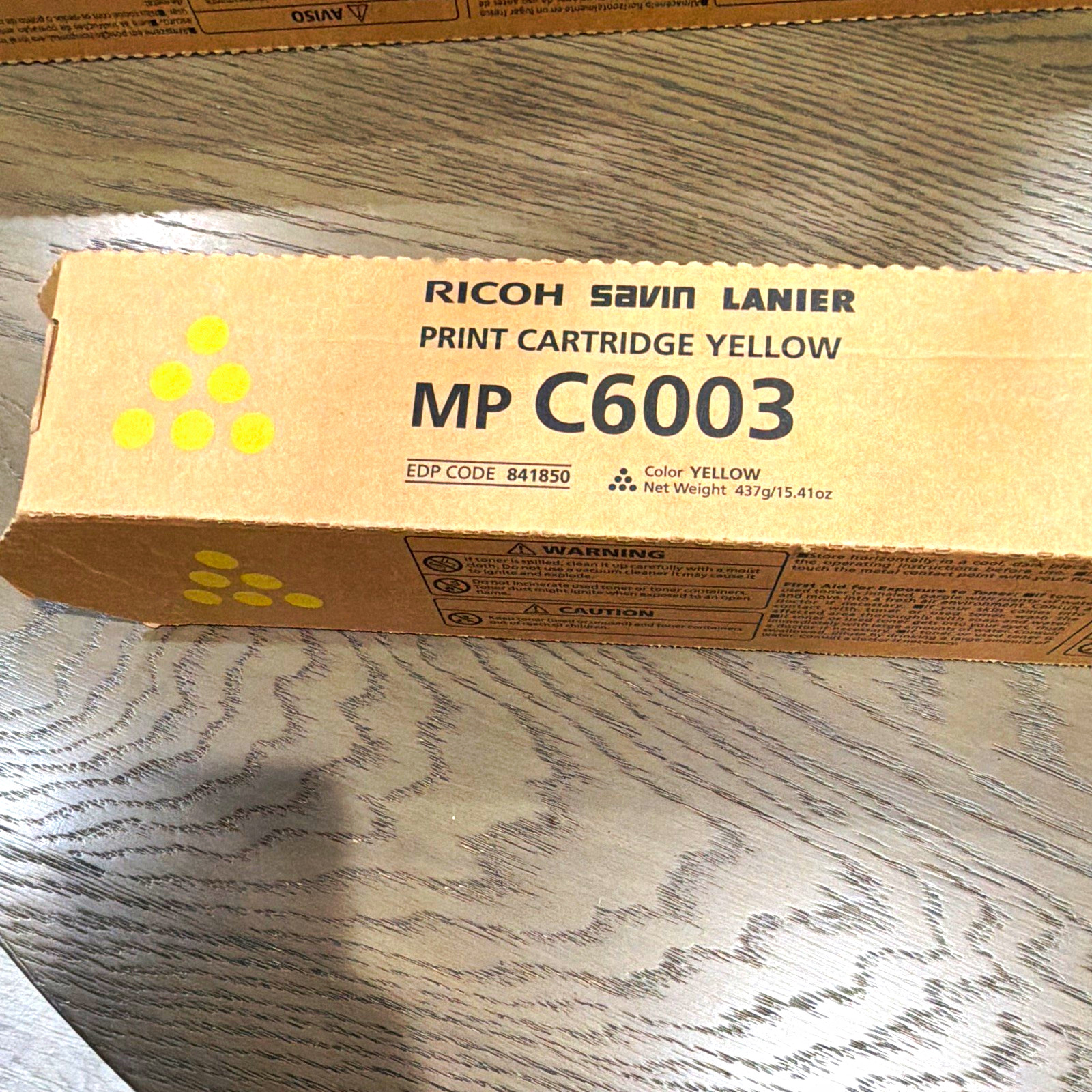 Ricoh Genuine Yellow Laser Toner Cartridge MP C6003 for Savin Lanier 841850