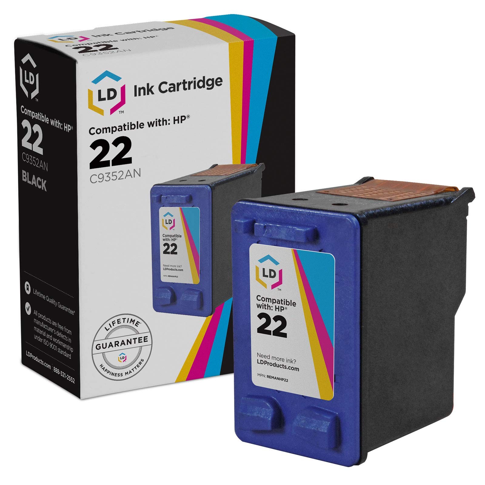 LD Replacement Replacement fits with HP22 HP-22 C9352AN 22 Color Ink Cartridge