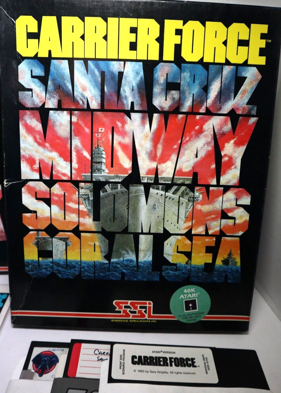 SSI Carrier Force Santa Cruz Midway Solomons Coral Sea Atari 48K Disk 1985 MIB