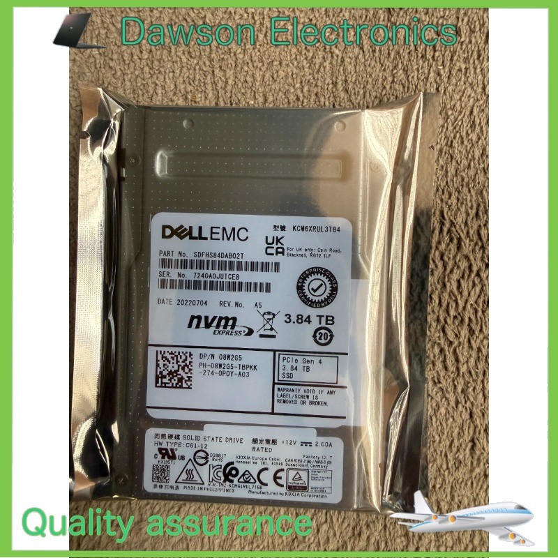 KCM6XRUL3T84 08W2G5 8W2G5 3.84TB SSD CM6 DELL U.3 NVMe Gen4 PCIe DELL Drive New