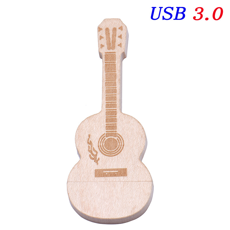 Wooden gift box guitar USB 3.0 flash drive High speed 64G pen drive Free logo 4G