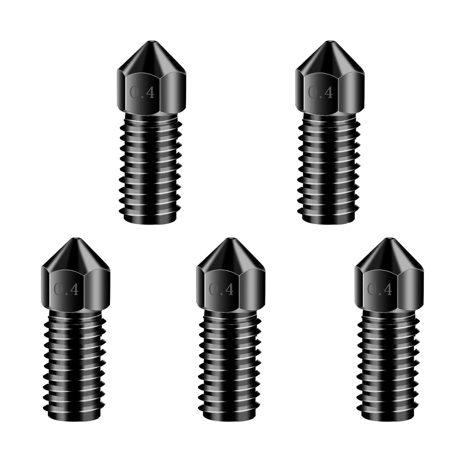 5 PCS Upgraded Hardened Steel Nozzles, 3D Printer Accessories High-Temperature R