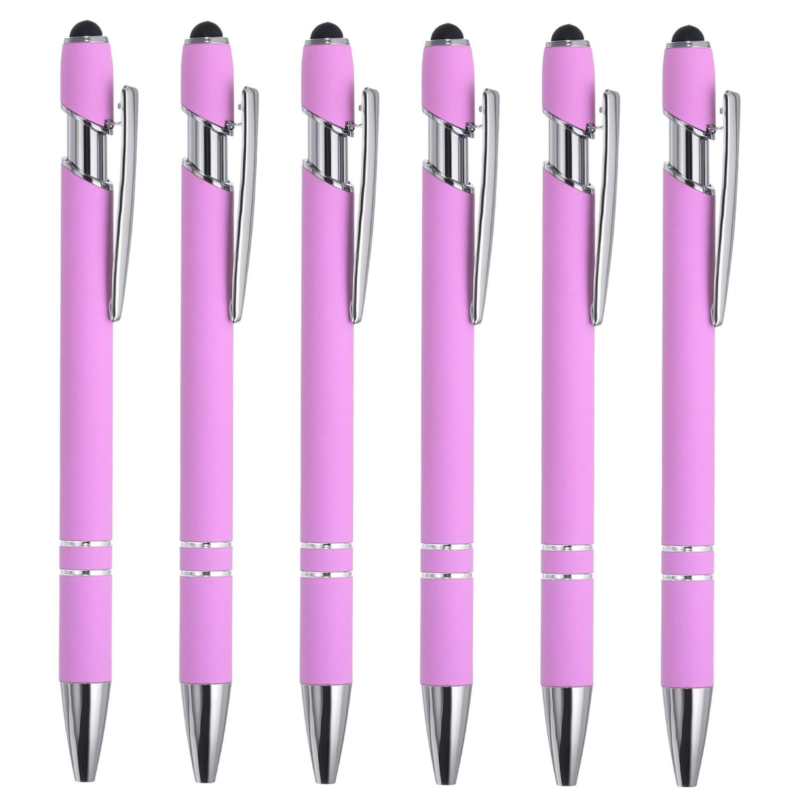6 Pack Stylus Ballpoint Pens 2 In 1 Metal Touch Screen Pens Purple