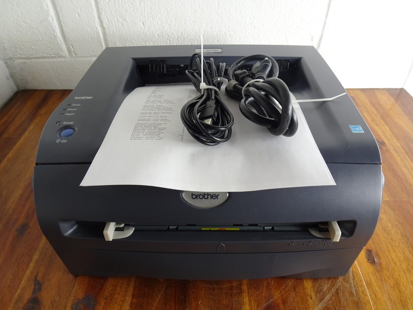 Brother HL-2070N Monochrome Laser Printer with Toner/Cables Tested Only 5k Pages