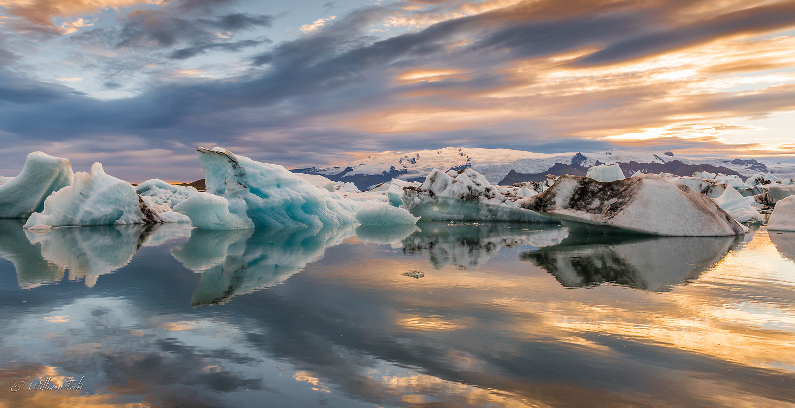 Landscape jokulsarlon iceberg reflection nature sunset Custom Gaming Mat Desk