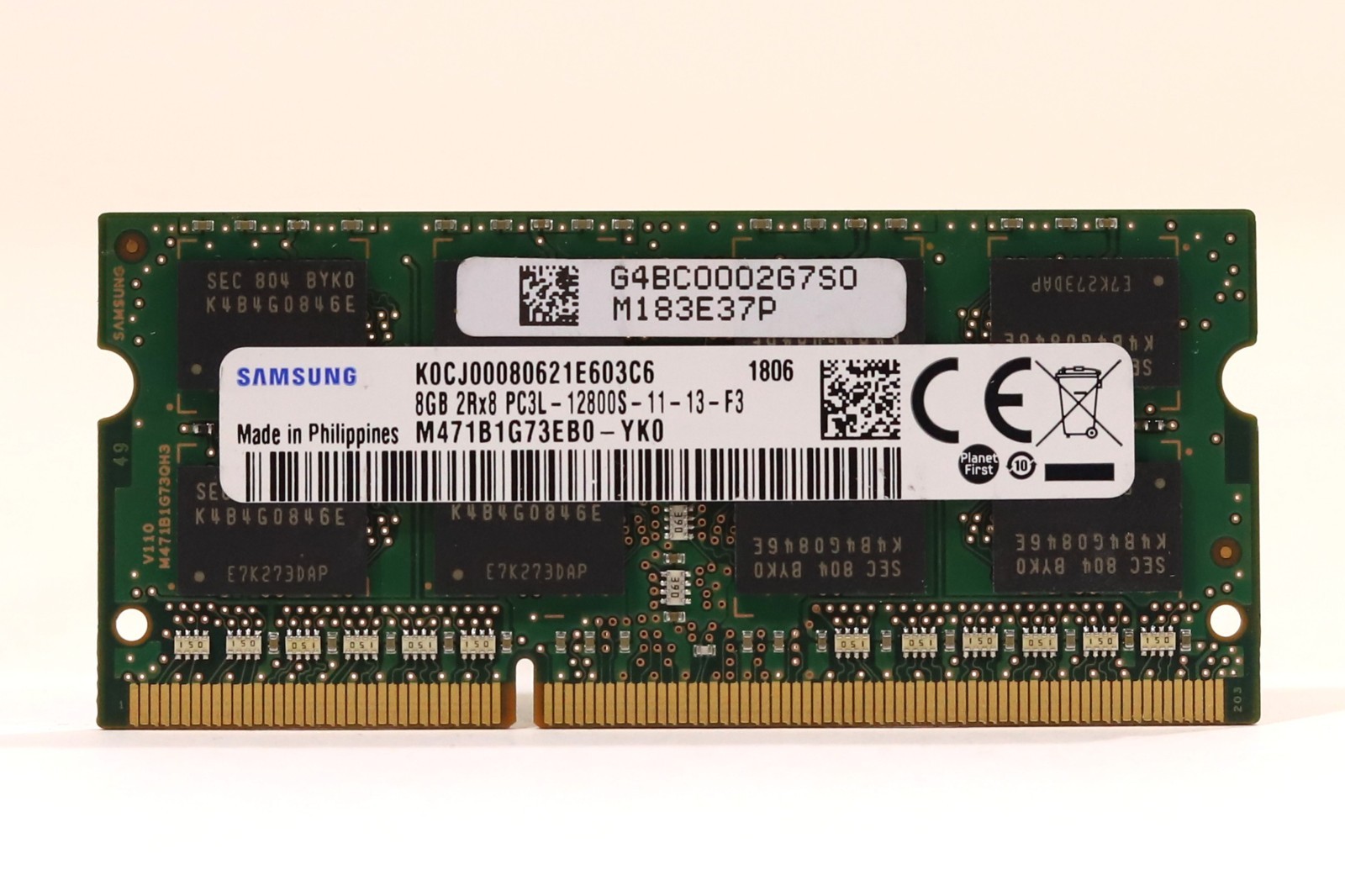 Samsung 8GB 2Rx8 PC3L-12800S-11-13-F3 Laptop Memory P/N: M471B1G73EB0-YK0 Tested