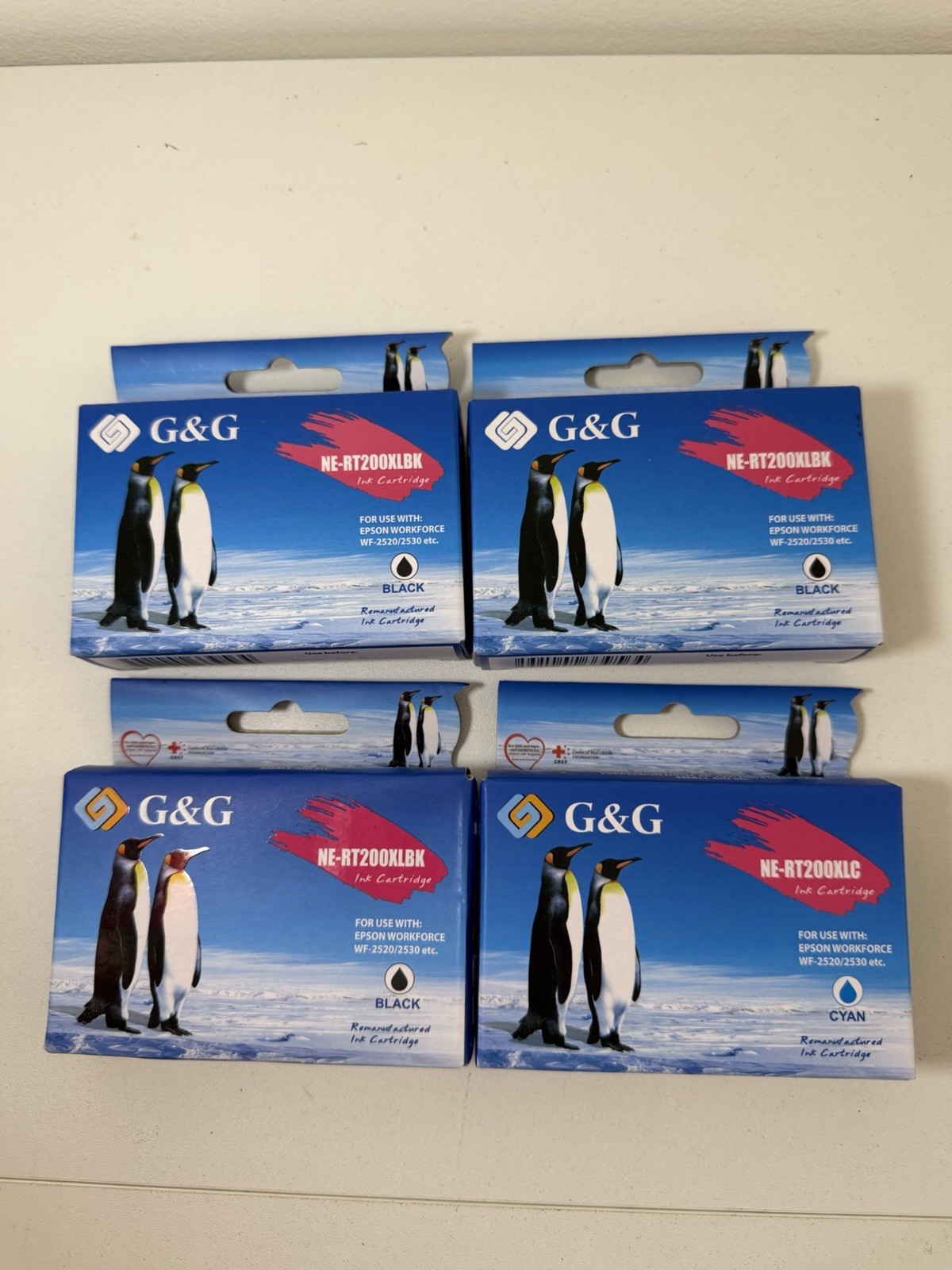 4PK High-Yield 3BK/1C Ink 200XL For Epson Workforce 2520 2530 NEW SEALED