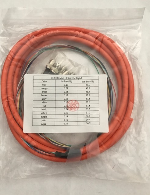 3M 12 Fibers ST/UPC OM1 (62.5/125) Multimode Bunch Fiber Optic Pigtail - 04389