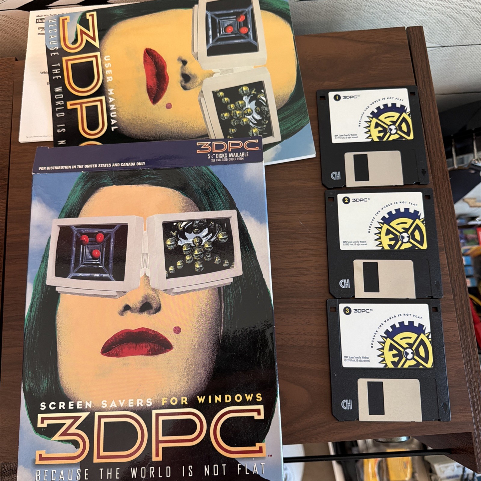 Vintage 3DPC Screen Savers for Windows Complete Boxed Set 3 Floppy Disks Manual