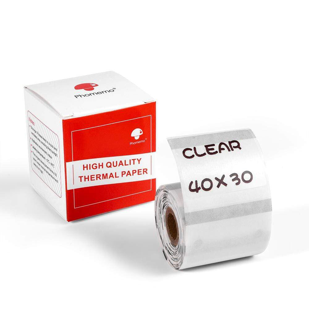 40×30mm Clear Paper Self-Adhesive Thermal Label for Phomemo M110 M200 Printer