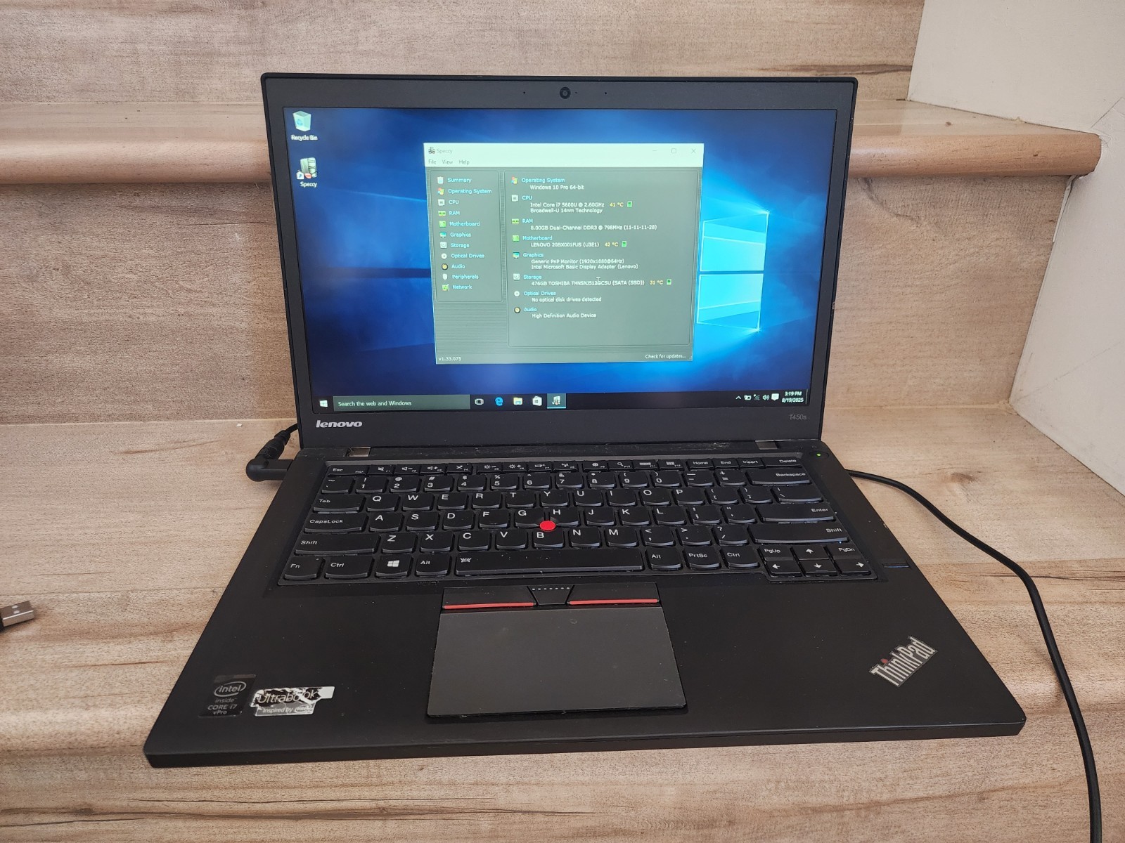 Lenovo ThinkPad T460s 14" Black FHD i7-5600U 2.60GHz 8GB 512GB SSD