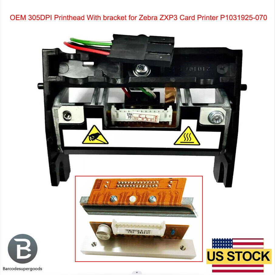 305DPI Printhead With bracket for Zebra ZXP3 Card Printer P1031925-070 OEM New