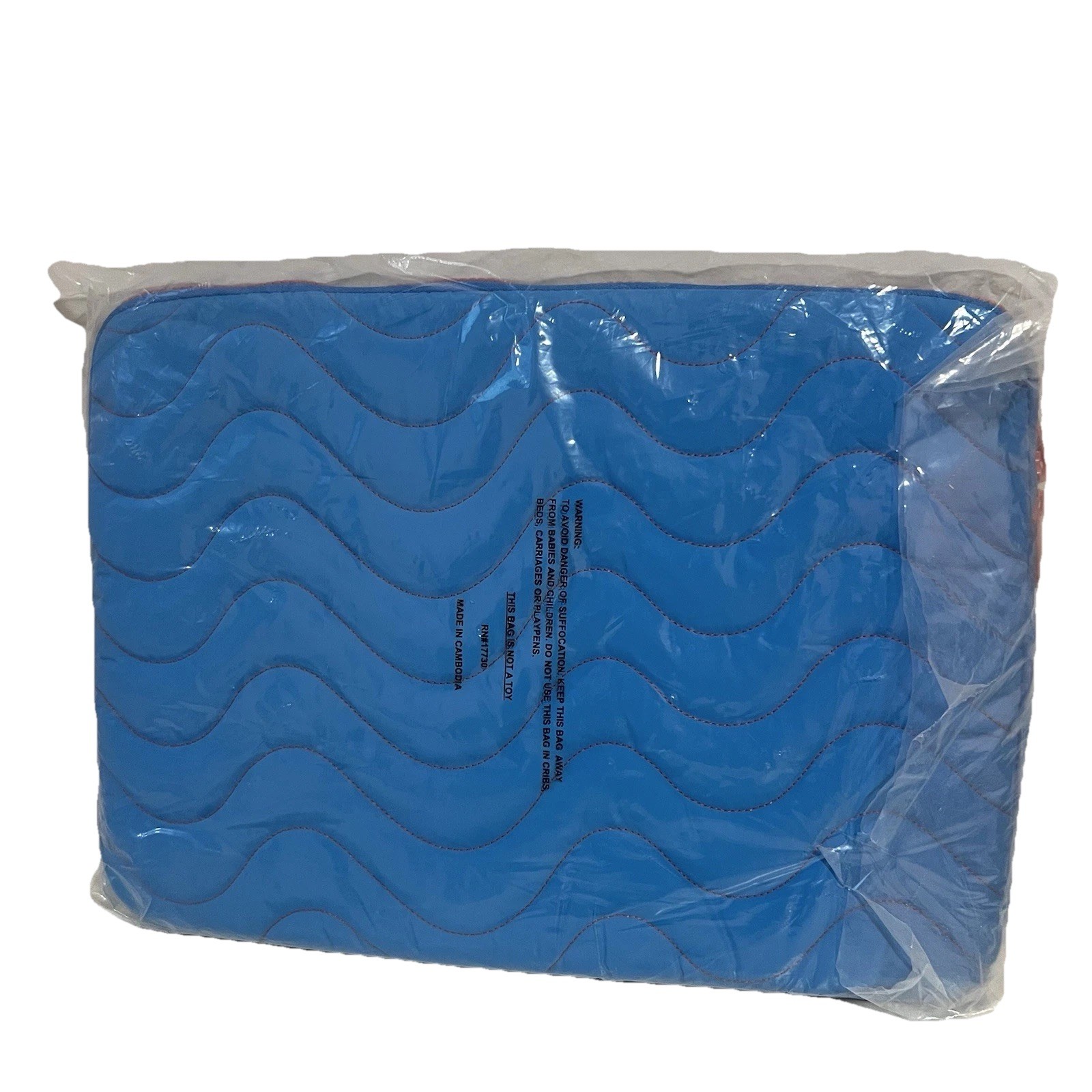 heyday Bright Blue Quilted Wavy Puffy Tablet Laptop Sleeve Up to 14in NEW