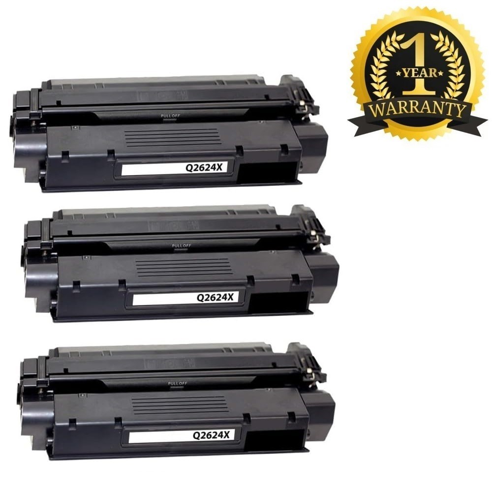 3PK Q2624X High Yield Black Toner Cartridge Compatible with HP (24X) 1150