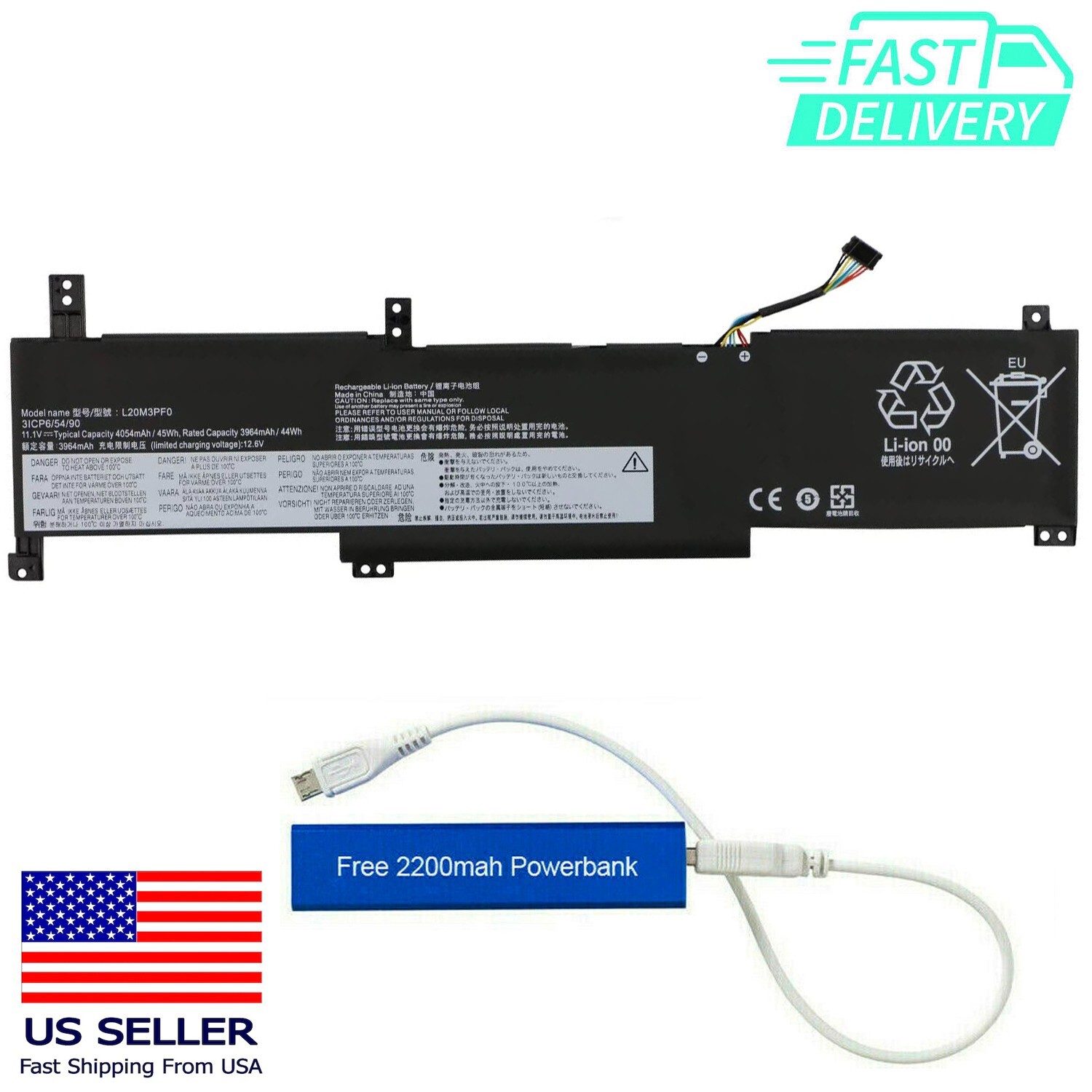L20M3PF0 REPLACEMENT BATTERY FOR LENOVO S14 V14 V15 G2 G3 5B11B36275 SB11B36274