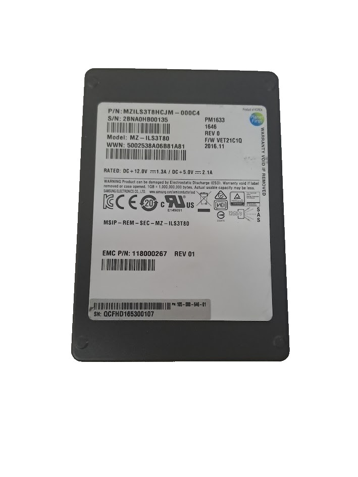 SAMSUNG MZ-ILS3T80 SSD 3.84TB SAS 12Gb/s 2.5" PM1633