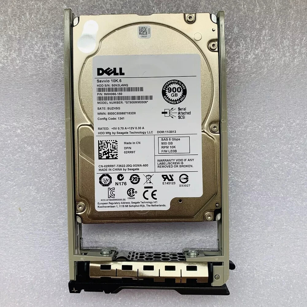 Dell 2RR9T 02RR9T Seagate ST900MM0006 900GB 10K 2.5" SAS 6Gbps HDD W Tray