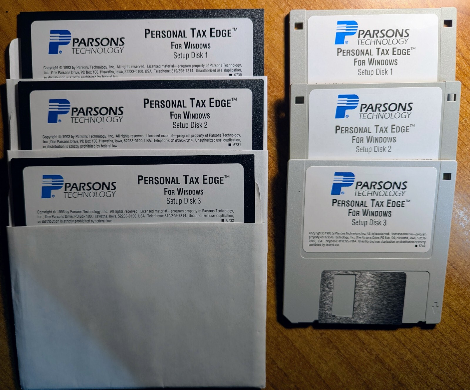 Vintage Parsons Technology Personal Tax Edge - 1993 on 3.5" & 5.25" Floppy Disks